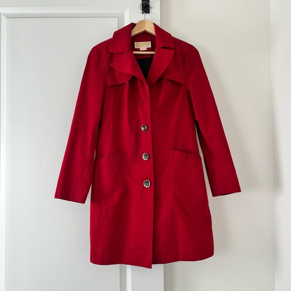 Red Michael Kors Trench Coat